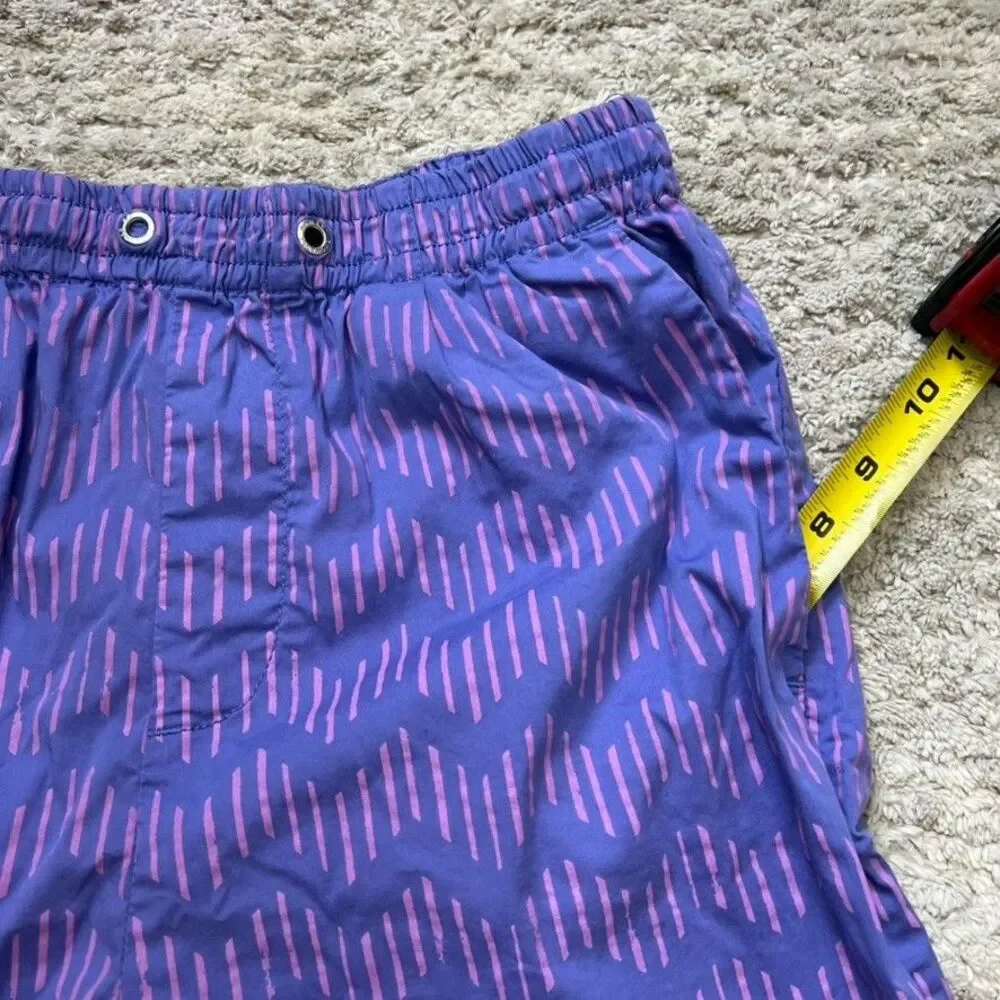 Armani Exchange Elastic Waist Blue Purple Zig-Zag Print Shorts Mens 30